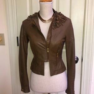 Givenchy Paris Lambskin Taupe Leather Jacket
